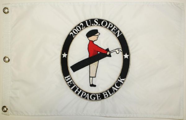 2002 US Open Bethpage Black Embroidered Flag - Tiger Woods Winner