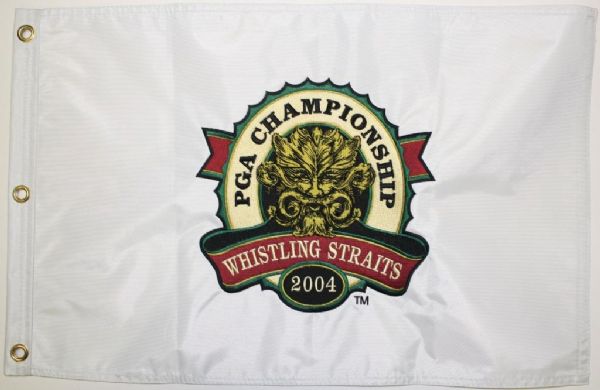 2004 PGA Championship Whistling Straits White Embroidered Flag - 86th - Vijay Singh Winner