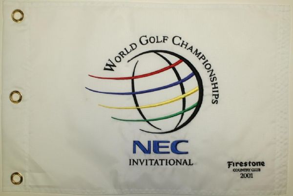 2001 WGC NEC Invitational at Firestone Embroidered Flag - Tiger Woods Winner