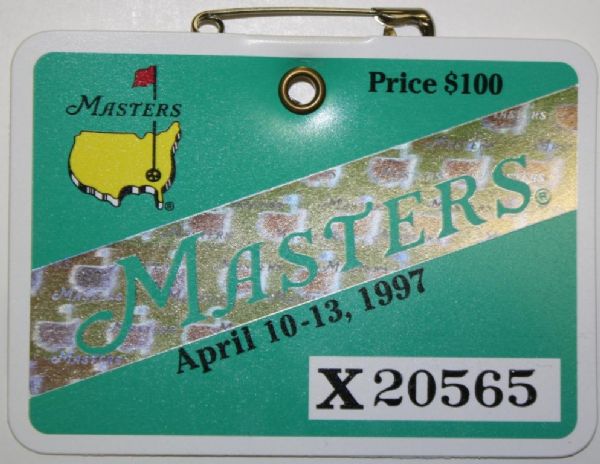 1997 Masters Badge- Tiger Woods First of 14 Major Championships