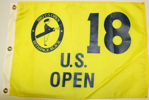 2002 Bethage Black US Open Yellow Screen  Printed Flag-Tiger Wins!