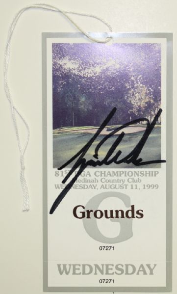 Tiger Woods Signed Wednesday Ticket from 1999 PGA Championship at Medinah