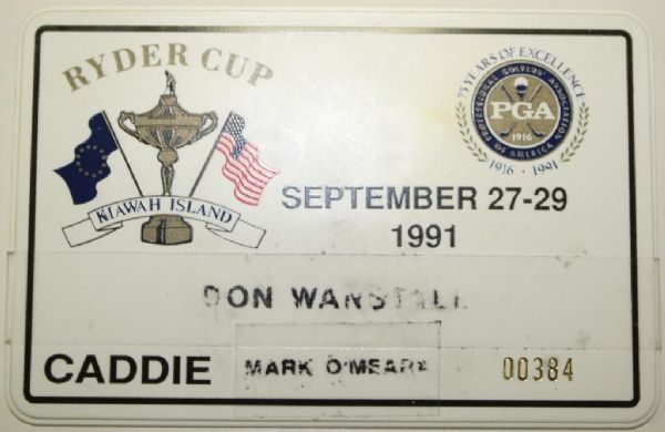 1991 Ryder Cup Caddy Badge - Mark OMeara