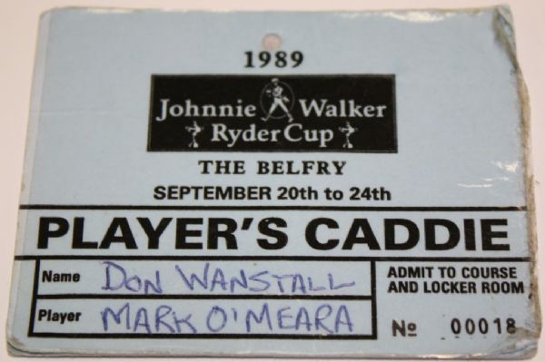 1989 Ryder Cup Players Caddy Pass plus Two Luggage Tags -Mark OMeara