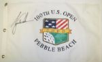 Tiger Woods Signed 2000 US Open White Pin Flag - Pebble Beach - Slight Bleeding
