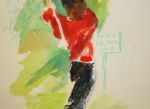 Leroy Neiman Original Art 'The Final Day at Winged Foot'-Tiger Woods 1997-13x19 -With Birthday Note From Neiman
