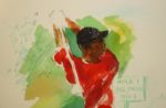 Leroy Neiman Original Art 'The Final Day at Winged Foot'-Tiger Woods 1997-13x19 -With Birthday Note From Neiman