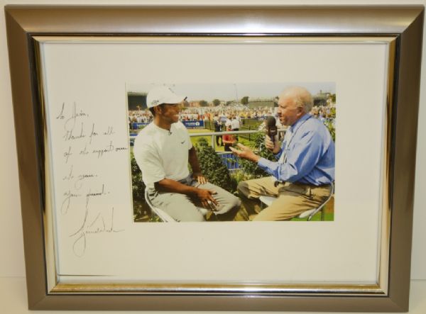 Tiger Woods Personalized Photo to Jim Huber - 13 x 10 1/2 GREAT WRITING!