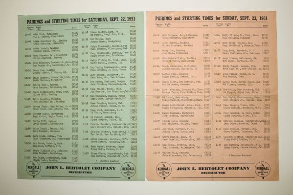 1951 Reading Open Pairing Sheet - Berkshire CC - Jim Turnesa Winner