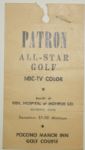 1962 All-Star Golf Ticket - Pocono Manor GC