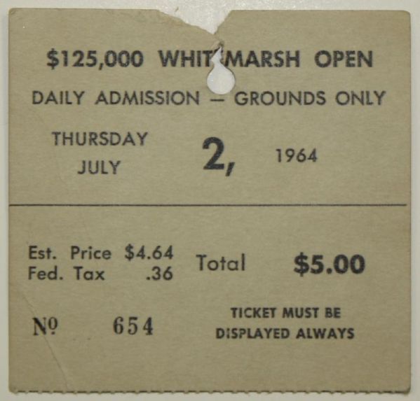 Whitemarsh Open / IVB Golf Classic - Whitemarsh CC Tickets - 1964, 65, 66, 71, 72, 73, 74, 75, 76, 77, 78, and 1979