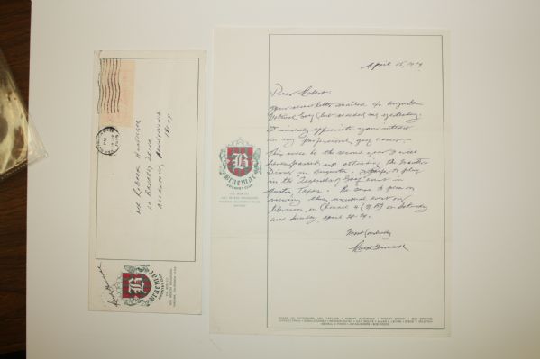 Ralph Guldahl Hand Written Letter - Letter and Envelope Signed