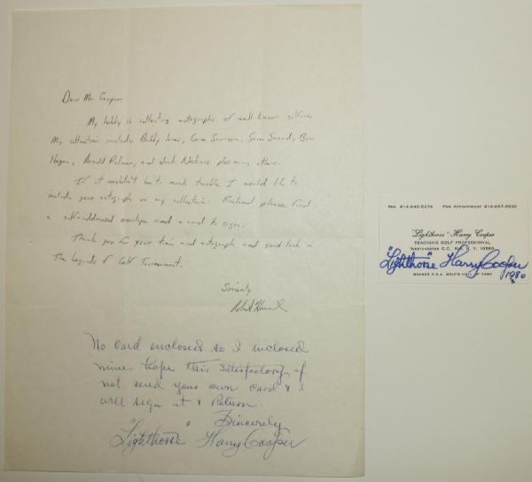 Harry "Lighthouse" Cooper Signed Note and Business Card
JSA COA