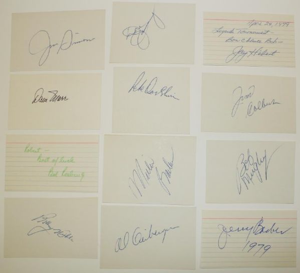 12 Autographs on 3x5 Cards: Simons, January, Herbert, Marr, Osterhaus, Colbert, Rosburg, Barber, Murphy, Nichols, Geiberger, Barber
JSA COA