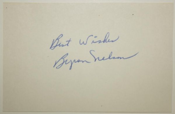 Byron Nelson Autographed 3x5 Card
JSA COA