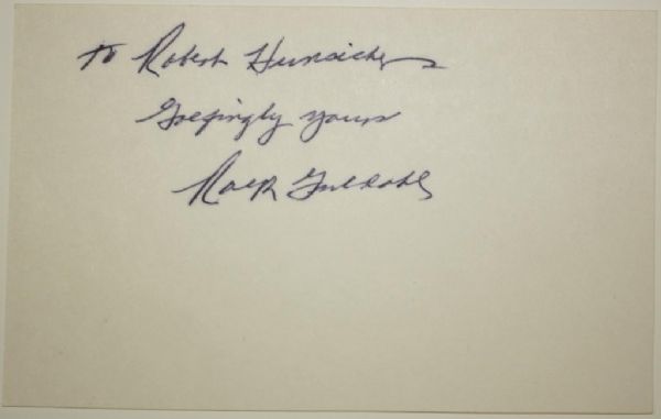 Ralph Guldahl Autographed 3x5 Card
JSA COA