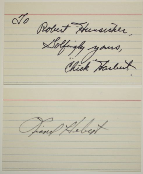 Lionel Hebert and "Chick" Hebert Autographed 3x5 Cards
JSA COA