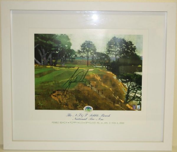 Tiger Woods Signed Pebble Beach Framed Print