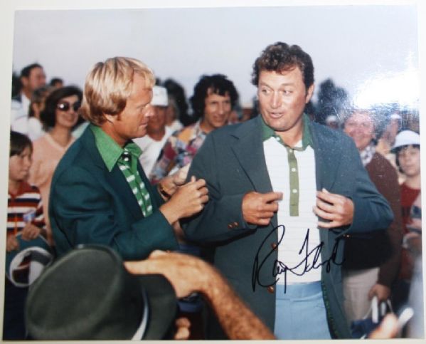 Hall of Fame Ray Floyd Signed 8x10 Masters Jacket Photo  - 3x Major Champ - 1976 Masters Champ