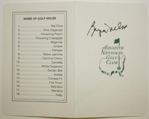 Byron Nelson Signed Masters Scorecard