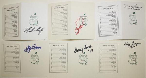 Lot of 6 Signed Masters Scorecards - Coody, Zoeller, Aaron, Brewer, Ford, and Casper