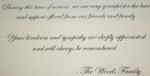 Card from the Family of Tiger Woods regarding the Passing of Earl Woods