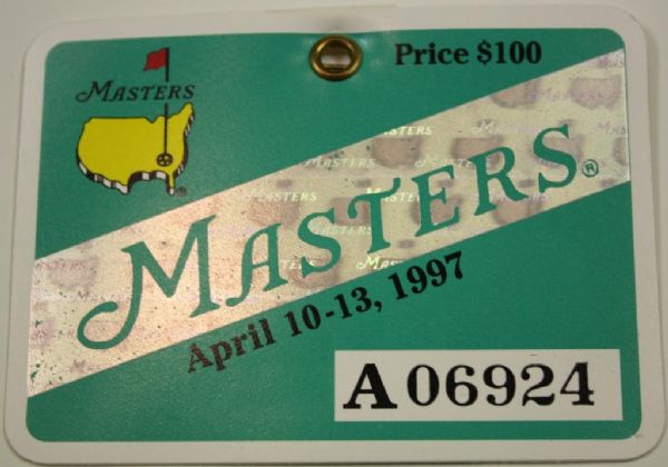 1997 Masters Series Badge - Tiger Woods 1st Green Jacket
