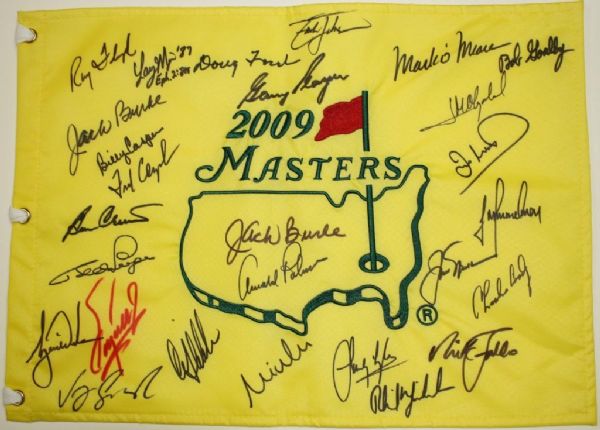 Ray Floyds 2009 Masters Champions Signed Dinner Flag