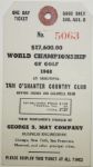 1948 One Day Ticket (Sunday) to All-American Golf Tournament-Tam OShanter CC Niles,Illinois