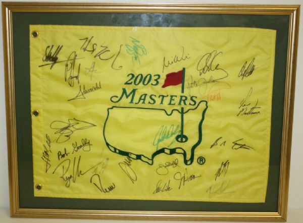 Masters Flag signed by 26 stars including 4 champions