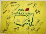 Masters Champs flag signed by 23 Champions: Tiger Jack Arnie JSA!