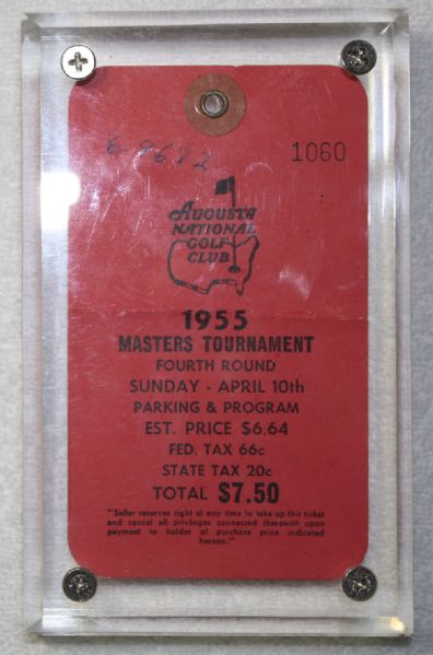 1955 Masters  Sunday Ticket-Middlecoff Win, Palmers First