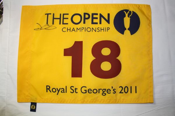 Darren Clarke signed 2011 British Open flag JSA COA