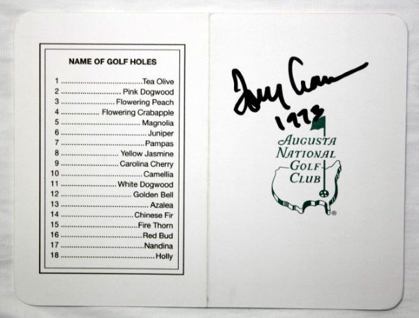 Tommy Aaron Autographed Masters Scorecard- JSA