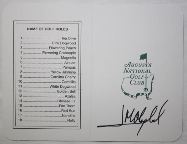 José María Olazábal Autographed Masters Scorecard - JSA