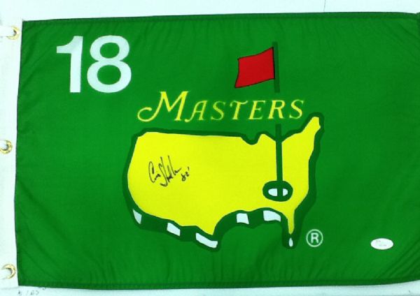 Craig Stadler signed Emerald Green 90s Masters flag JSA COA