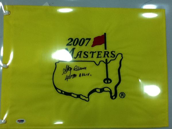 Gay Brewer signed Masters flag Deceased rare single Flag