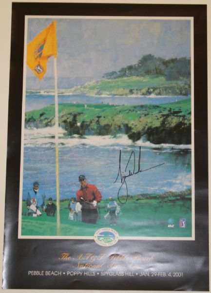 Tiger Woods Signed 2001 Pebble Beach National Pro-Am Poster