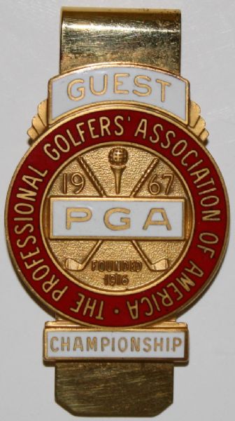 1967 PGA Championship Money Clip - Guest Designation-Near Mint Condition
