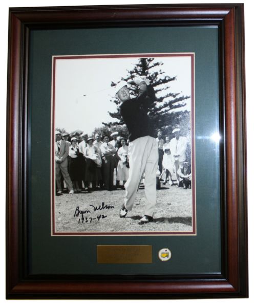 Byron Nelson Deluxe Framed 8x10 Detailed Autograph with 1937-1942 Masters Wins Inscription