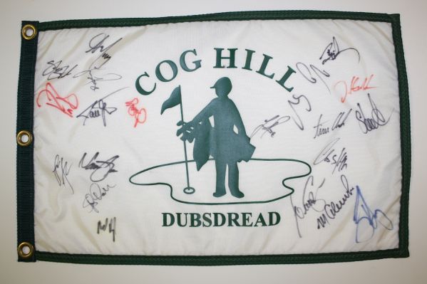 Cog Hill/ Dubsdread Pin Flag Signed by 20 Stars including Vijay Singh, Justin Rose, Steve Stricker, and more