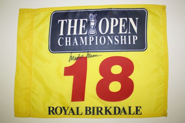 Royal Birkdale British Open Flag Signed by 1998 Champion Mark OMeara