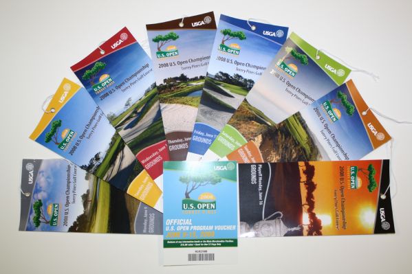 2008 US Open Ticket Set (8) - Mint Unused - Tiger Woods Major