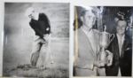Lot (2) Ben Hogan Original Wire Photos-55 US Open Full Length Wedge Shot, 55 Open Trophy Presentation Shot
