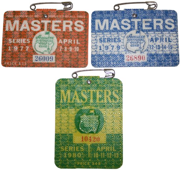 Lot of 3 Masters Badges: 1977, 1979, and 1980 