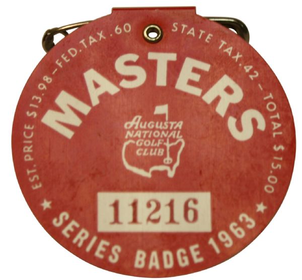 1963 Masters Badge-Jack Nicklaus First Masters Win