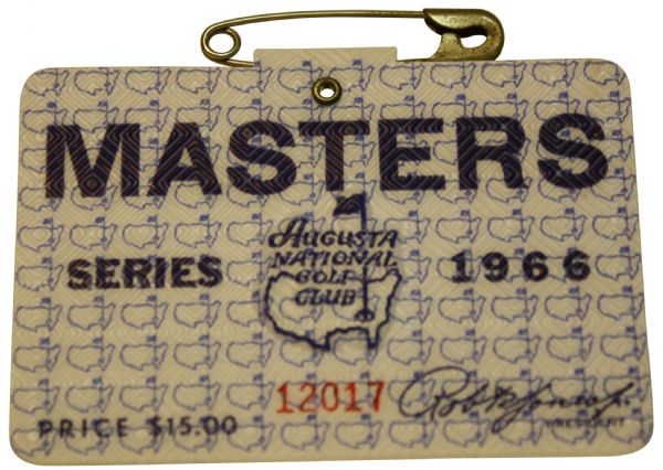 1966 Masters Badge-Jack Nicklaus 3rd Masters Win