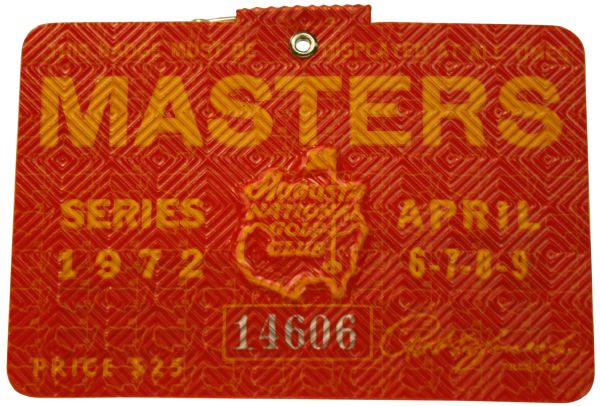 1972 Masters Badge-4th Masters Win