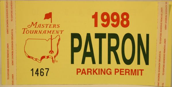 1998 Masters Parking Permit-Window Sticker Unused