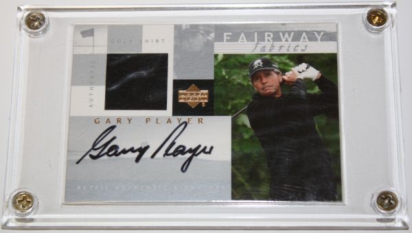 Gary Player 2002 Upper Deck Autographed Fairway Fabrics Golf Card-With Swatch from Garys Shirt